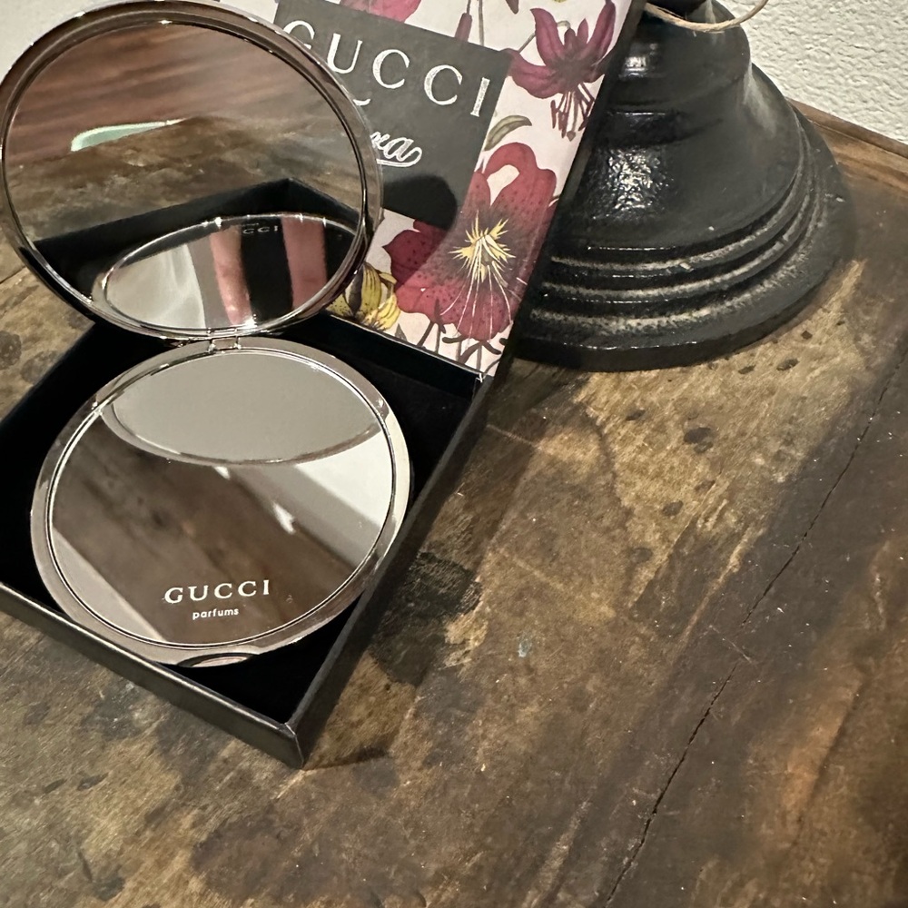 Gucci Silver Floral Compact Mirror